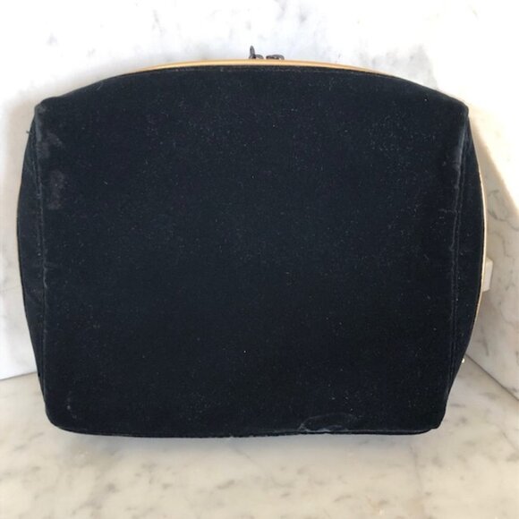 CHANEL Black Velvet Double Zip Top Clutch Cosmetics Parfums Bag - Picture 10 of 17